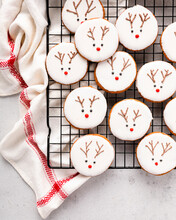 Homemade Christmas Cookies With Reindeer Decoration