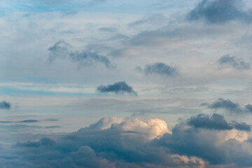 Different shapes of clouds in the sky 