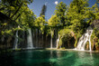 Waterfalls and turquoise lake