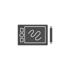Poster - pen tablet and stylus tools gadget black solid style icon vector illustration