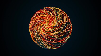 Poster - Abstract colorful sphere from thin lines, computer generated. 3d rendering of art backdrop