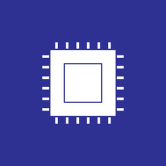Poster - microchip cpu processor chip solid style icon vector illustration