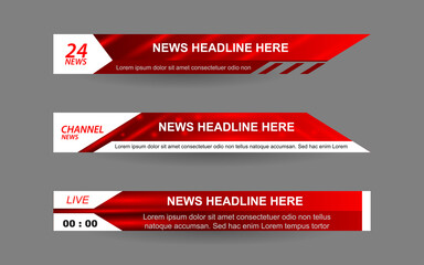 Wall Mural - set collection vector of broadcast news lower thirds template layout design banner for bar headline 