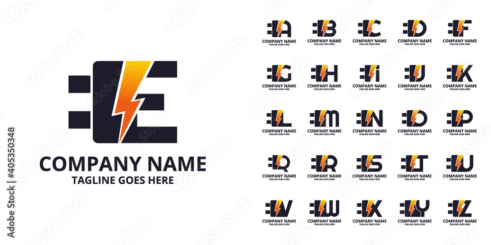 Set Flash initial letter Logo Icon Template. Illustration vector ...