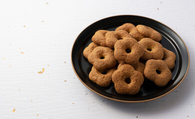 Japanese baked goods set against a background of Japanese paper. Sobaboro