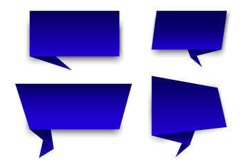 Poster - cartoon set with blank blue banners. talk bubble. cloud icon, cloud shape. sticker design. stock ima