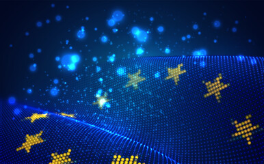 vector bright glowing country flag of abstract dots. european union