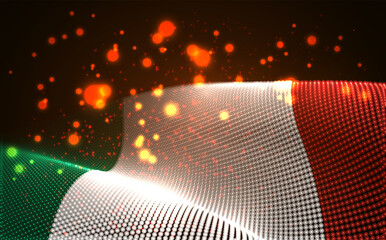 Wall Mural - Vector bright glowing country flag of abstract dots. Italy