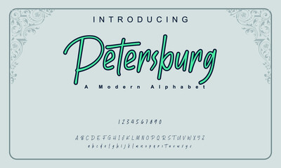 Wall Mural - Petersburg font. Elegant alphabet letters font and number. Classic Copper Lettering Minimal Fashion Designs. Typography fonts regular uppercase and lowercase. vector illustration