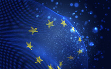 Vector Bright Glowing Country Flag Of Abstract Dots. European Union
