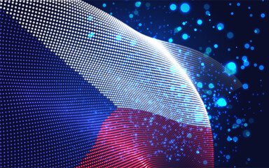 Wall Mural - Vector bright glowing country flag of abstract dots. Czech