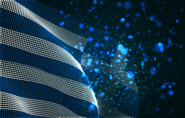 Wall Mural - Vector bright glowing country flag of abstract dots. Greece