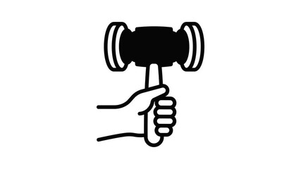 Poster - Gavel in hand icon animation best object on white background