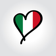 Canvas Print - Italian flag heart-shaped hand drawn logo. Vector illustration.