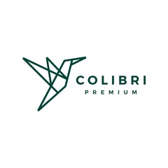 Wall Mural - geometric colibri hummingbird tech line logo vector icon illustration
