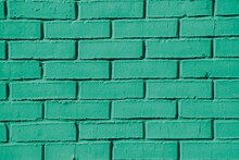 Brick Wall Painted With Green Paint