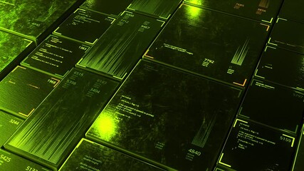 Aufkleber - Abstract visualization of digital big data analytics and scanning, seamless loop. Animation. Software screen in cyberspace, concept of network and artificial intelligence.