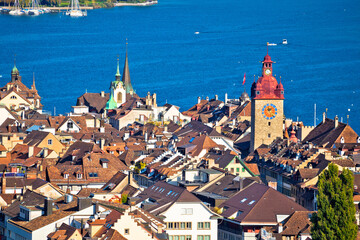 Wall Mural - Town of Luzern historic center rooftops and towers view