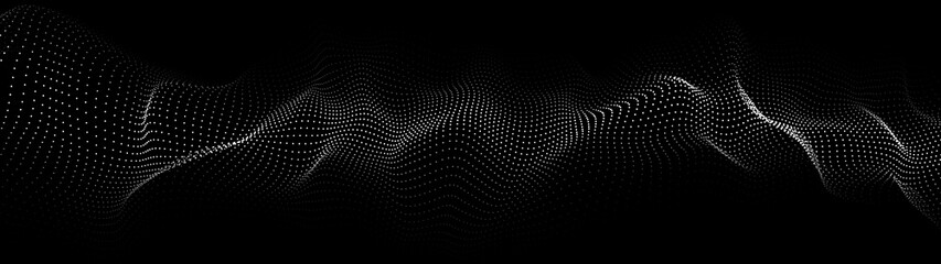 Fototapete - Abstract gradient wave of particles. Big data. Digital background. Futuristic vector illustration.