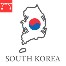 Map Of South Korea Color Line Icon, Country And Geography, South Korea Map Flag Sign Vector Graphics, Editable Stroke Filled Outline Icon, Eps 10.