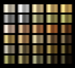 Wall Mural - gradients vector metallic gold, silver, bronze, copper colorful palette collection