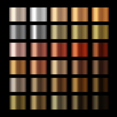 Wall Mural - vector metallic copper gradients, gold, silver, bronze, copper colorful palette collection