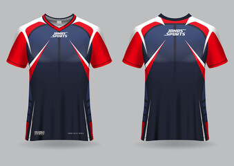 Jersey mockup. t-shirt sport design template for runner, uniform front and back view. red color	