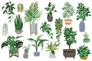 Sticker - Big set of home plants in pots, scandi style