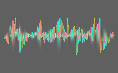 Poster - Modern neon music wave logo. Digital audio concept. Stylized wave lines elements. Colorful pulse equalizer. Jpeg