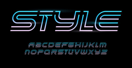 Aufkleber - Linear alphabet, border style letters. Outline stripe font, contour line type for modern futuristic logo, headline, sport monogram, dynamic lettering and typography. Vector typographic design