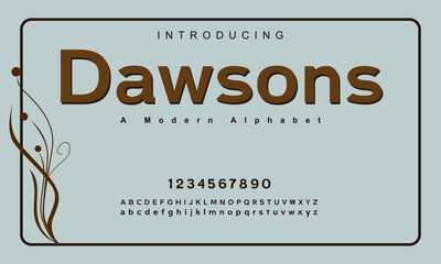 Sticker - Dawsons font. Elegant alphabet letters font and number. Classic Copper Lettering Minimal Fashion Designs. Typography fonts regular uppercase and lowercase. vector illustration