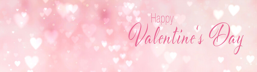 Wall Mural -  Happy Valentines Day - pink background with hearts - Valentine greeting card