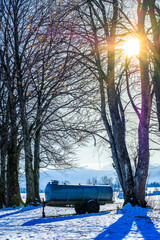 Canvas Print - old water container trailer at a farm