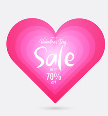 Wall Mural - Big heart for Happy Valentine Day sale promotion, Vector big heart made from hearts shapes pink and red confetti on white background