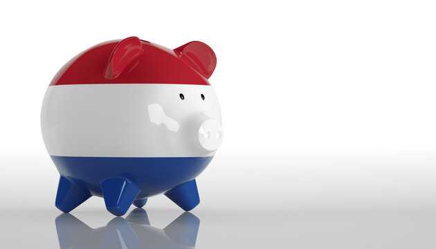 Piggy Bank with Netherlands flag. 3d rendering
