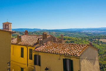 Poster - The late summer landscape near Scansano, Grosseto Province, Tuscany, Italy, seen from the city walls
