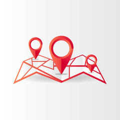 Poster - 3d pin pointer with map design vector