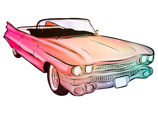 Wall Mural - Pink cartoon car historic american