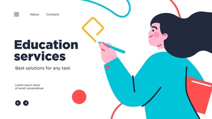 Poster - online education modern flat design isometric concept. landing page template. vector illustration fo