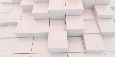 Poster - abstract white cube blocks 3d render illustration