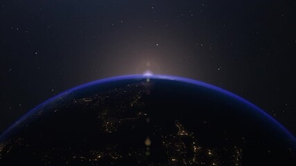 earth from space, 3d space, sunrise, stars, the solar system, the dawn from space, the atmosphere of