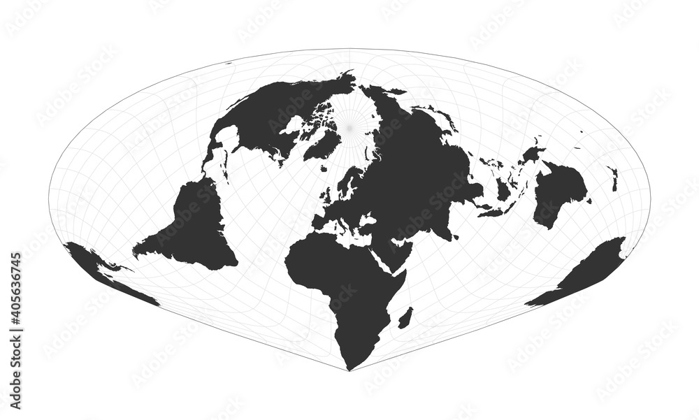 Map of The World. Allen K. Philbrick's Sinu-Mollweide projection. Globe ...