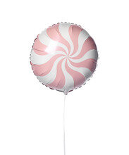 Single Pink Big Round Candy Lollypop Balloon Ballon Object For Birthday Isolated On A White Background