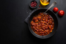 Classic Chili Con Carne Served On Plate