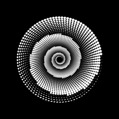 Aufkleber - Spiral of dots in monochrome style. Abstract spiral sound wave with rhythm dots dynamic. Vector monochrome audio wave. Vector illustration