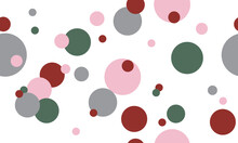 Abstract Background. Lively, Muted Colors Of Pink, Red, Green And Grey Round Shape Elements On White Background, Inspired By Soap Bubble. For Print, Fabric, Packaging Design, Invite. Vector Illustrati