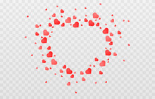 Vector Confetti Made From Hearts. Hearts Fall From The Sky On An Isolated Transparent Background. Heart, Confetti Png. Valentine's Day.