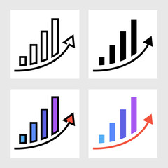 Wall Mural - growing bar graph icon vector design in filled, thin line, outline and flat style.