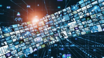 Poster - デジタルコンテンツ　ソーシャルメディア　動画配信サービス　マルチメディア