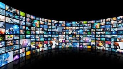 Poster - Digital contents concept. Social networking service. Streaming video. communication network. 